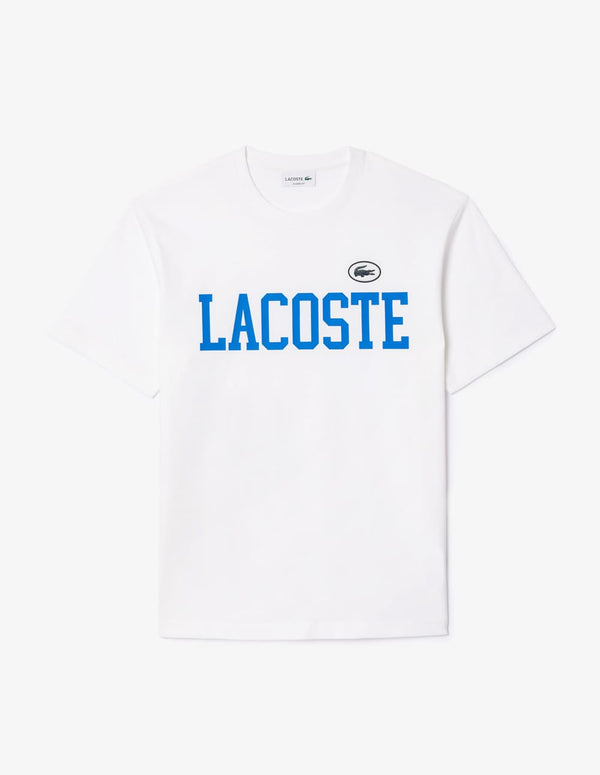 Camiseta Lacoste con Estampado e Insignia Blanca Hombre
