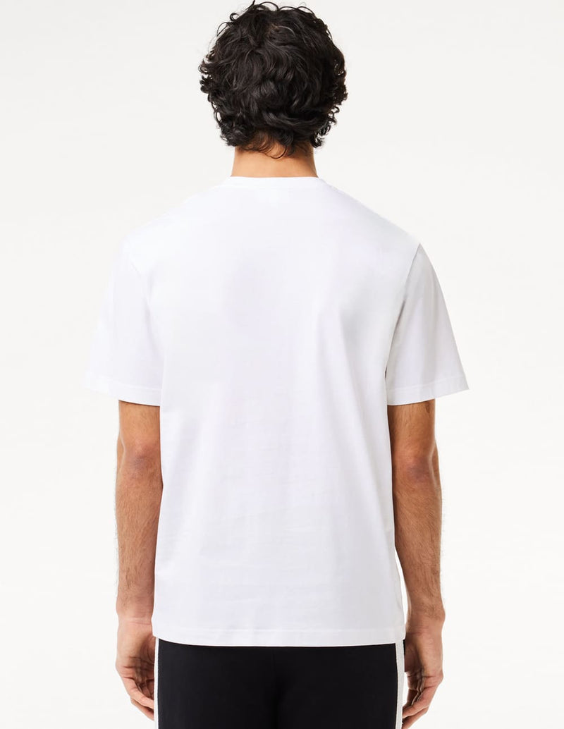 Camiseta Lacoste con Estampado e Insignia Blanca Hombre