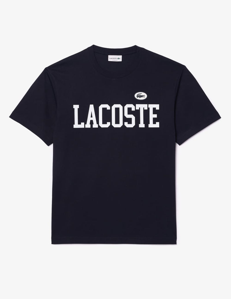 Camiseta Lacoste con Estampado e Insignia Azul Marino Hombre