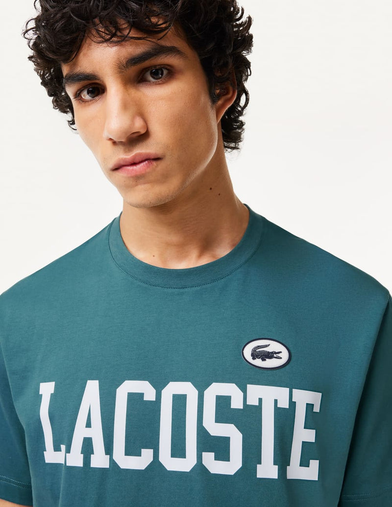 Camiseta Lacoste con Estampado e Insignia Azul Hombre