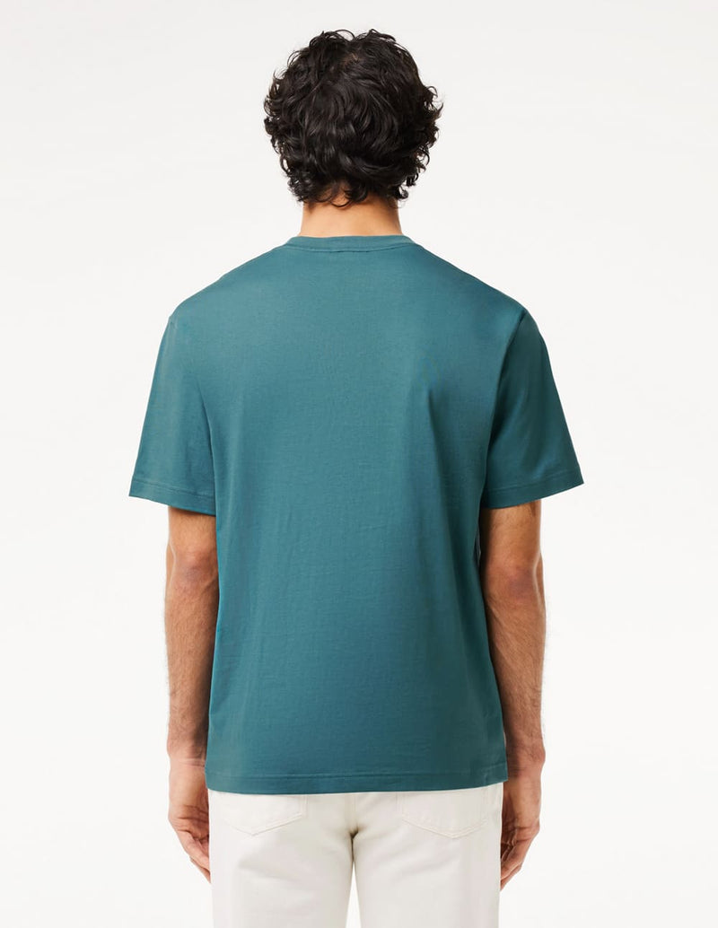 Camiseta Lacoste con Estampado e Insignia Azul Hombre