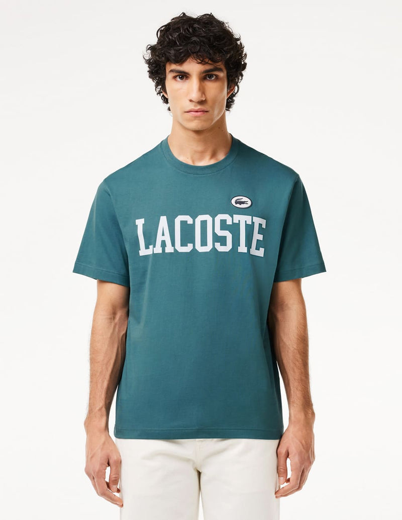 Camiseta Lacoste con Estampado e Insignia Azul Hombre