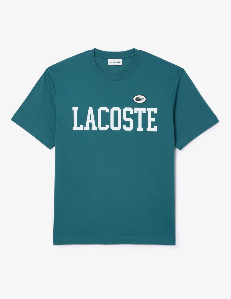 Camiseta Lacoste con Estampado e Insignia Azul Hombre