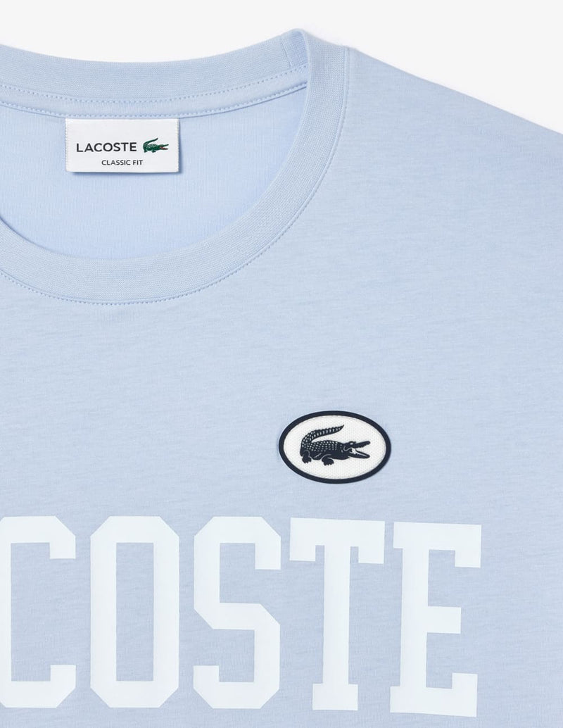 Camiseta Lacoste con Estampado e Insignia Azul Hombre