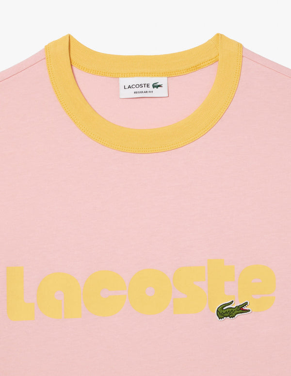 Camiseta Lacoste con Logo Rosa y Amarilla Hombre