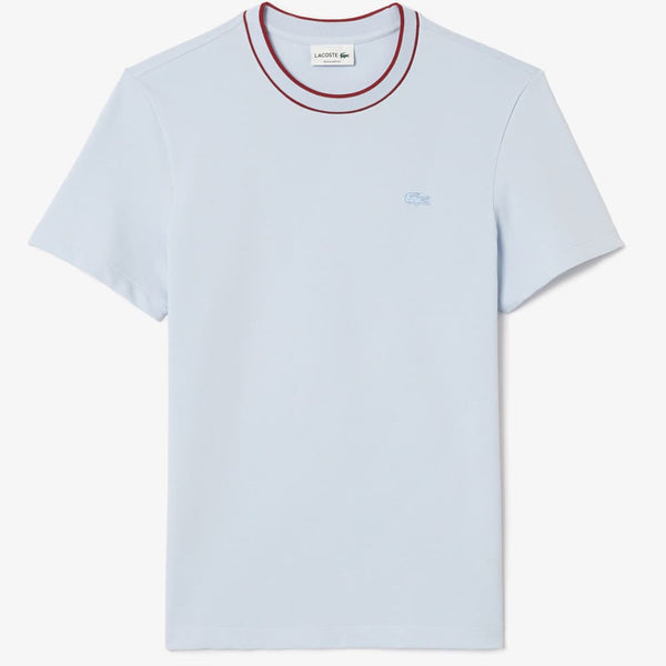 Camiseta Lacoste con Cuello de Rayas Azul Hombre