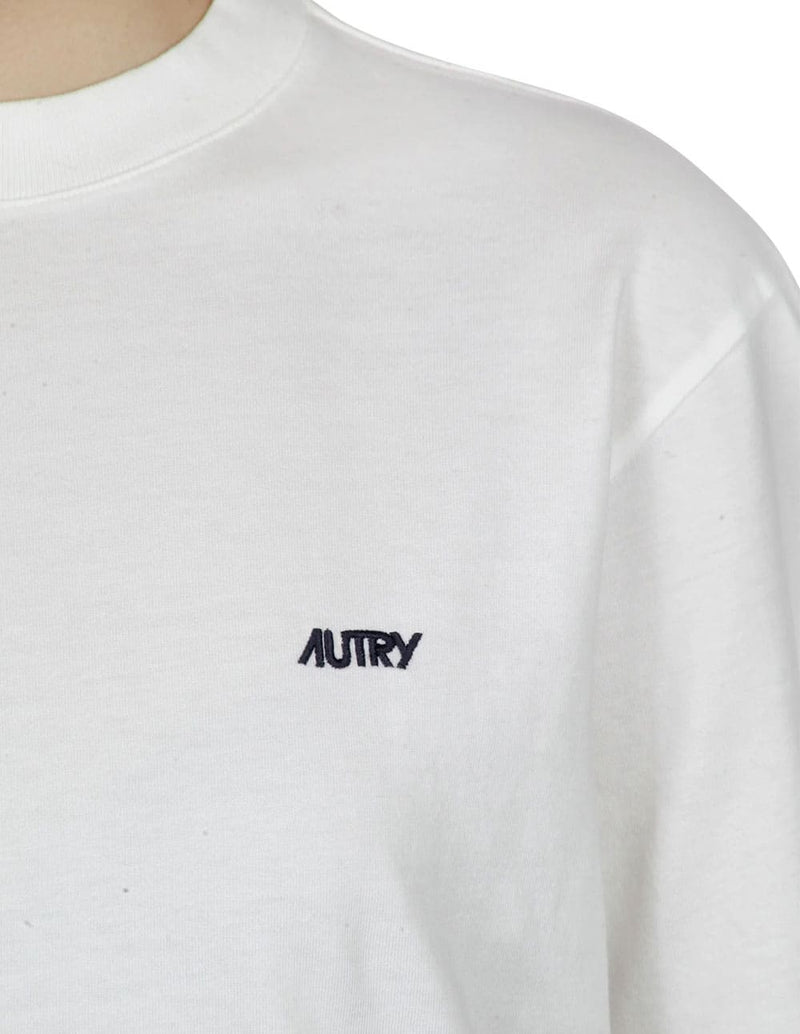 Camiseta Autry con Logo Bordado Blanca Mujer