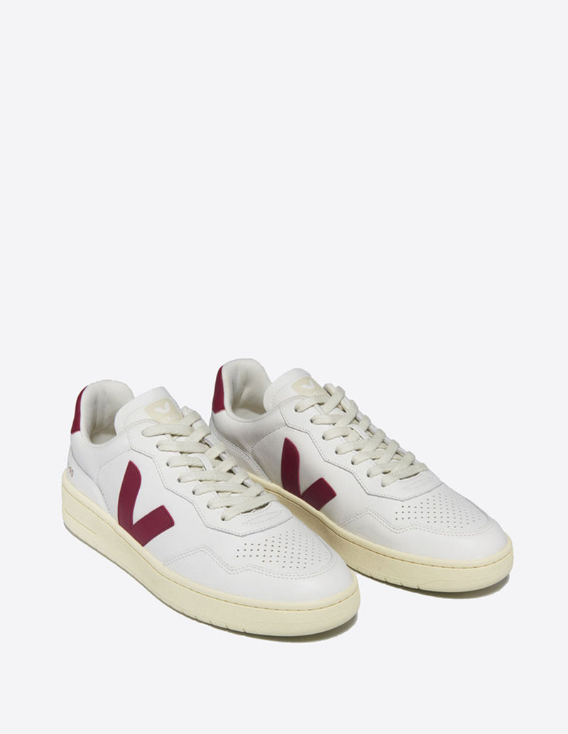 Veja V-90 Leather Blancas y Burdeos Unisex