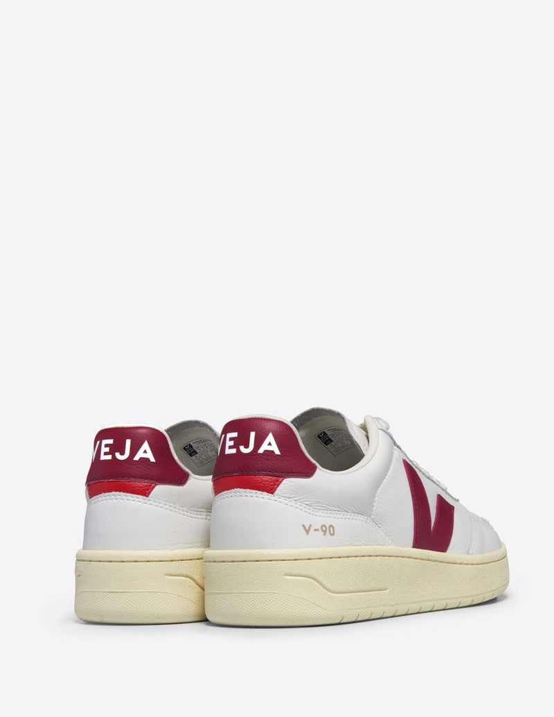 Veja V-90 Leather Blancas y Burdeos Unisex