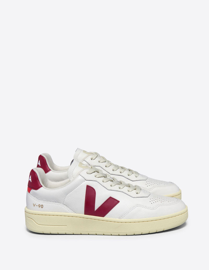 Veja V-90 Leather Blancas y Burdeos Unisex