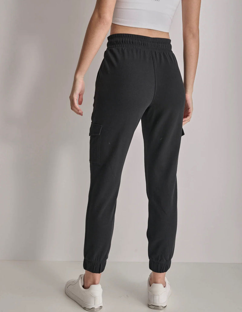 Pantalón Cargo Donna Karan con Logo Mini Stud Negro Mujer