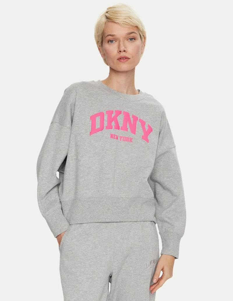 Sudadera Donna Karan con Logo Gris Mujer