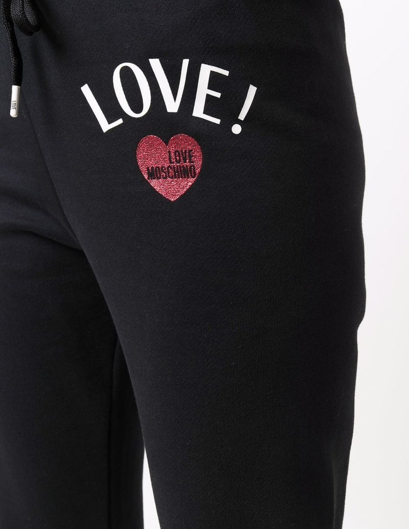 Pantalón de Chándal Love Moschino con Logo con Corazón Negro Mujer