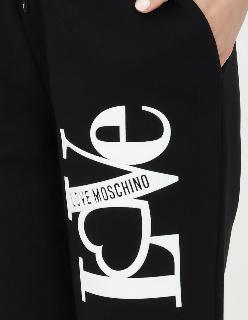 Pantalón Love Moschino con Logo Grande Negro Mujer