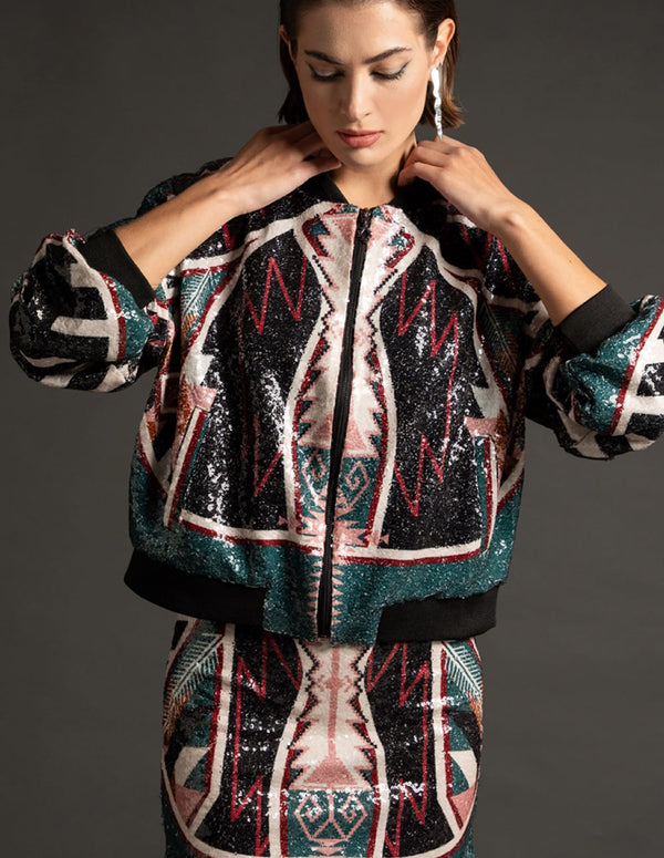 Chaqueta Bomber Peace and Chaos Celestian Multicolor Mujer