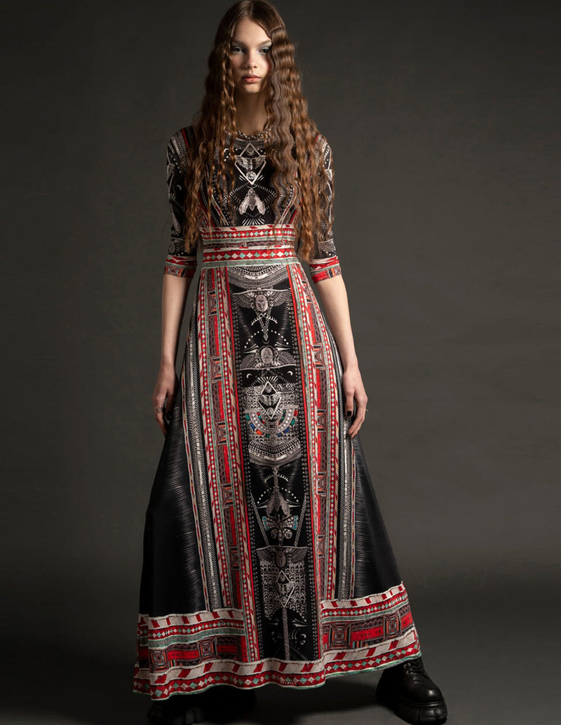 Vestido Largo Peace and Chaos Talisman Negro Mujer