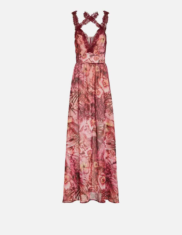 GUESS Women's Multicolored Printed Strappy Long Dress