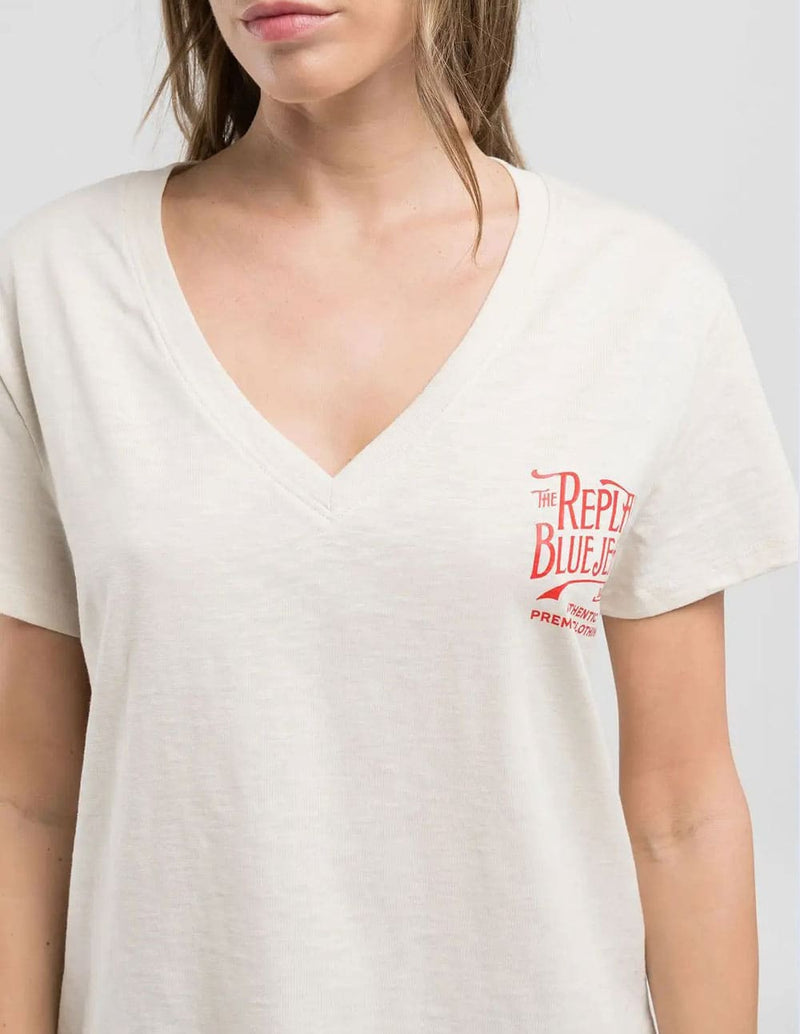 Camiseta Replay de Punto Flameado Beige Mujer