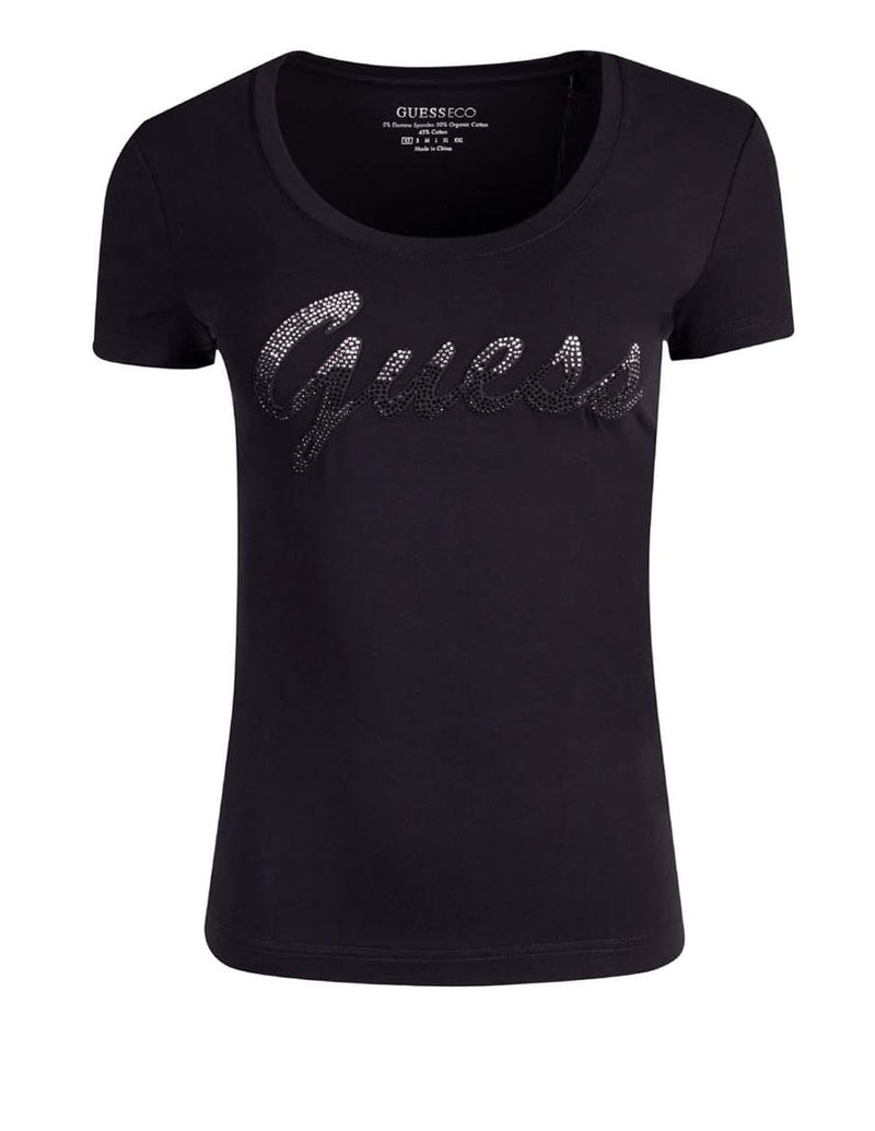 Camiseta negra logo triangle Guess- Camiseta negra manga corta Guess