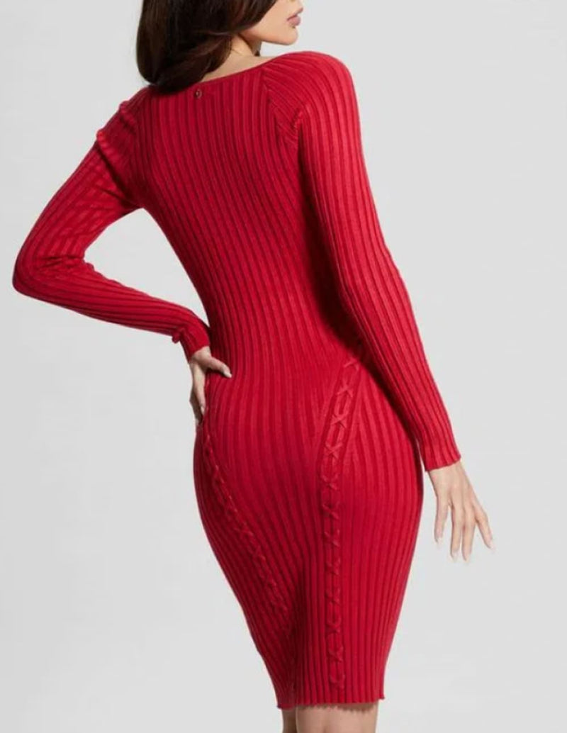 Vestido GUESS de Punto Rojo Mujer