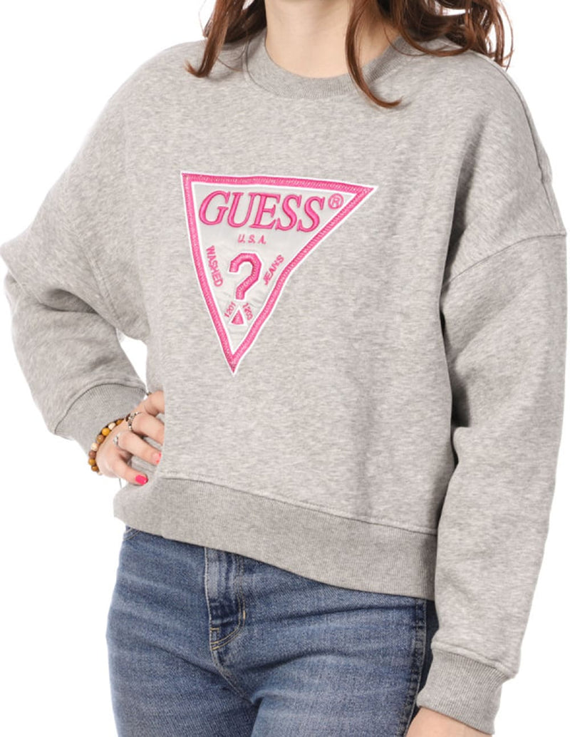 Sudadera GUESS con Logo Triángulo Gris Mujer