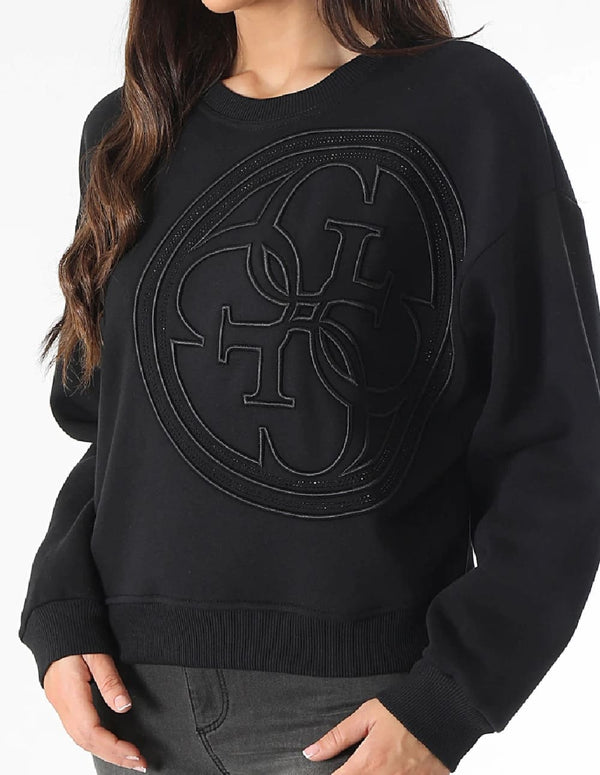 Sudadera GUESS con Logo 4G Negra Mujer