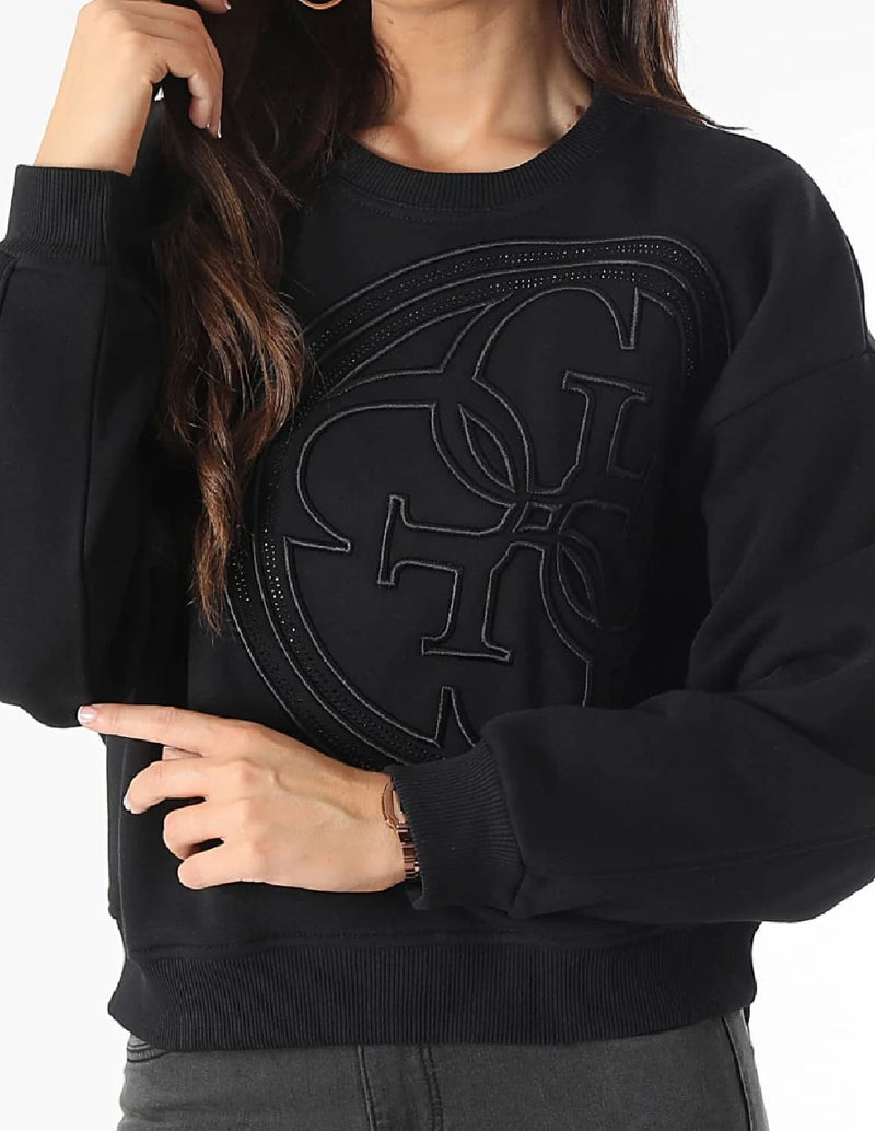 Sudadera GUESS con Logo 4G Negra Mujer