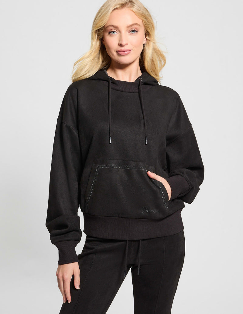 Sudadera con Capucha GUESS Scuba Negra Mujer