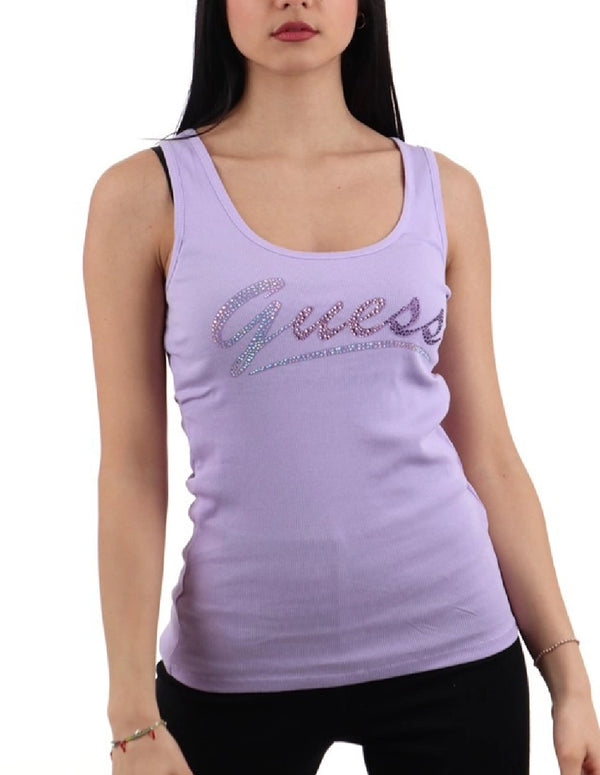 Top GUESS con Logo Morado Mujer