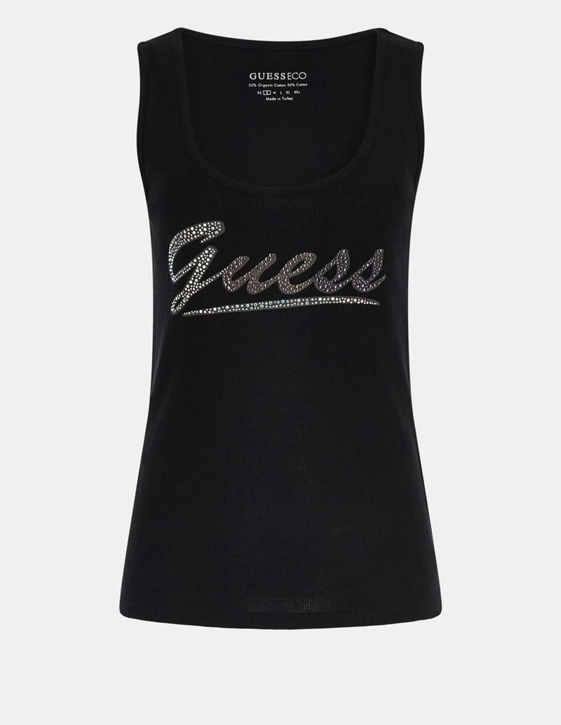 Top GUESS con Logo Negro Mujer