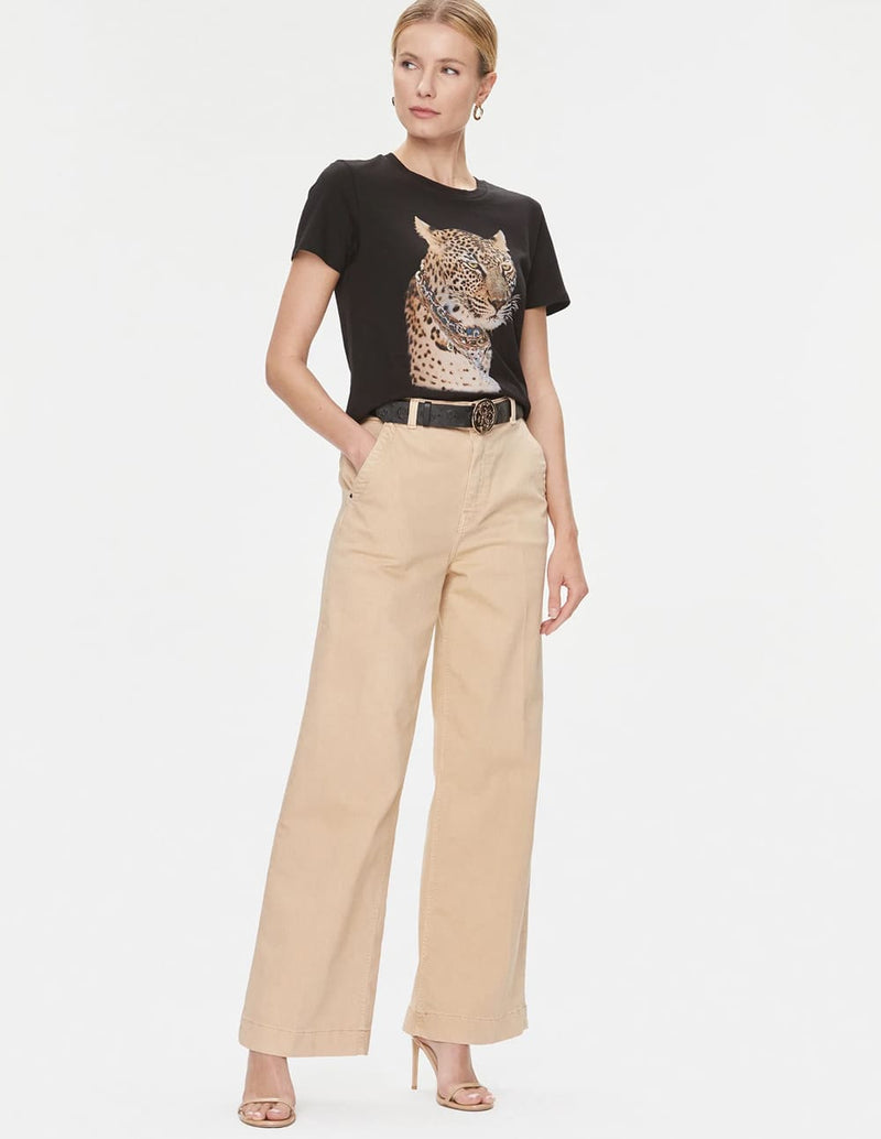 Camiseta GUESS Leopard Jewelry Negra Mujer