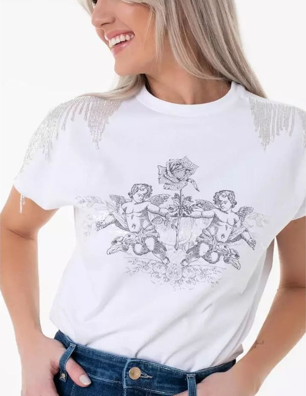 Camiseta GUESS con Estampado Blanca Mujer
