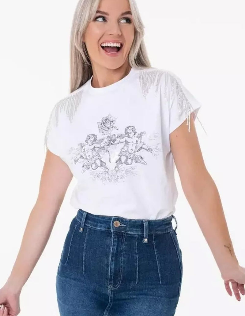 Camiseta GUESS con Estampado Blanca Mujer