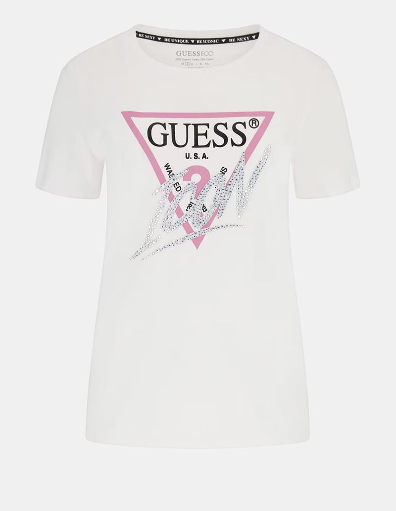 Camiseta GUESS con Logo Icon Blanca Mujer