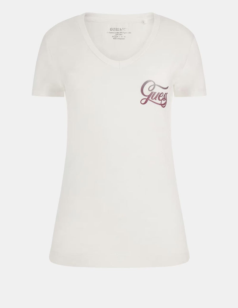 Camiseta GUESS Elástica con Logo Blanca Mujer