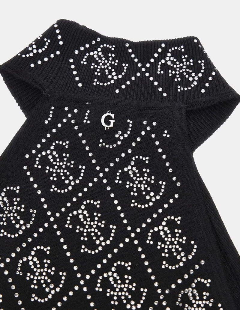 Vestido GUESS de Punto con Logos Negro Mujer