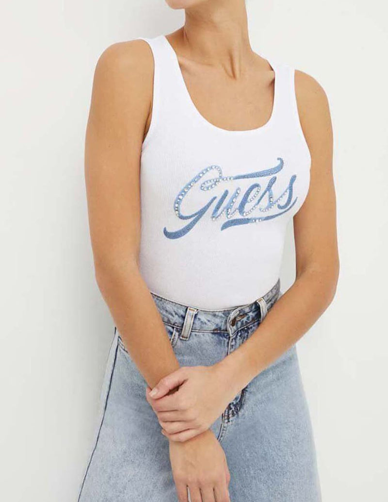 Camiseta GUESS con Logo Blanca Mujer