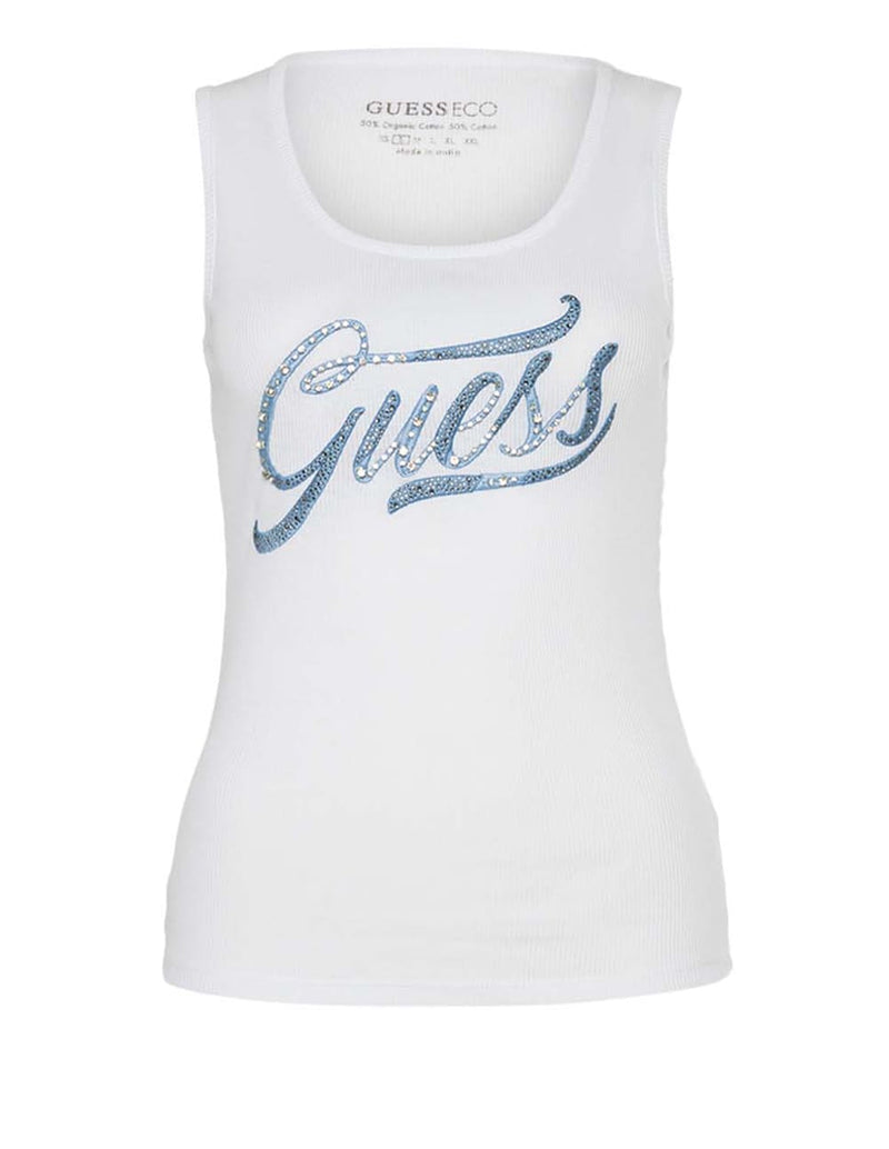 Camiseta GUESS con Logo Blanca Mujer