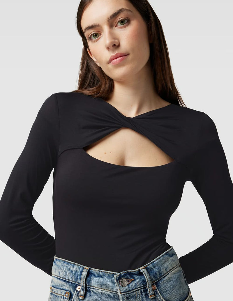 Camiseta GUESS con Abertura Negra Mujer