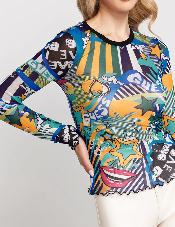 Camiseta GUESS Pop Print Multicolor Mujer