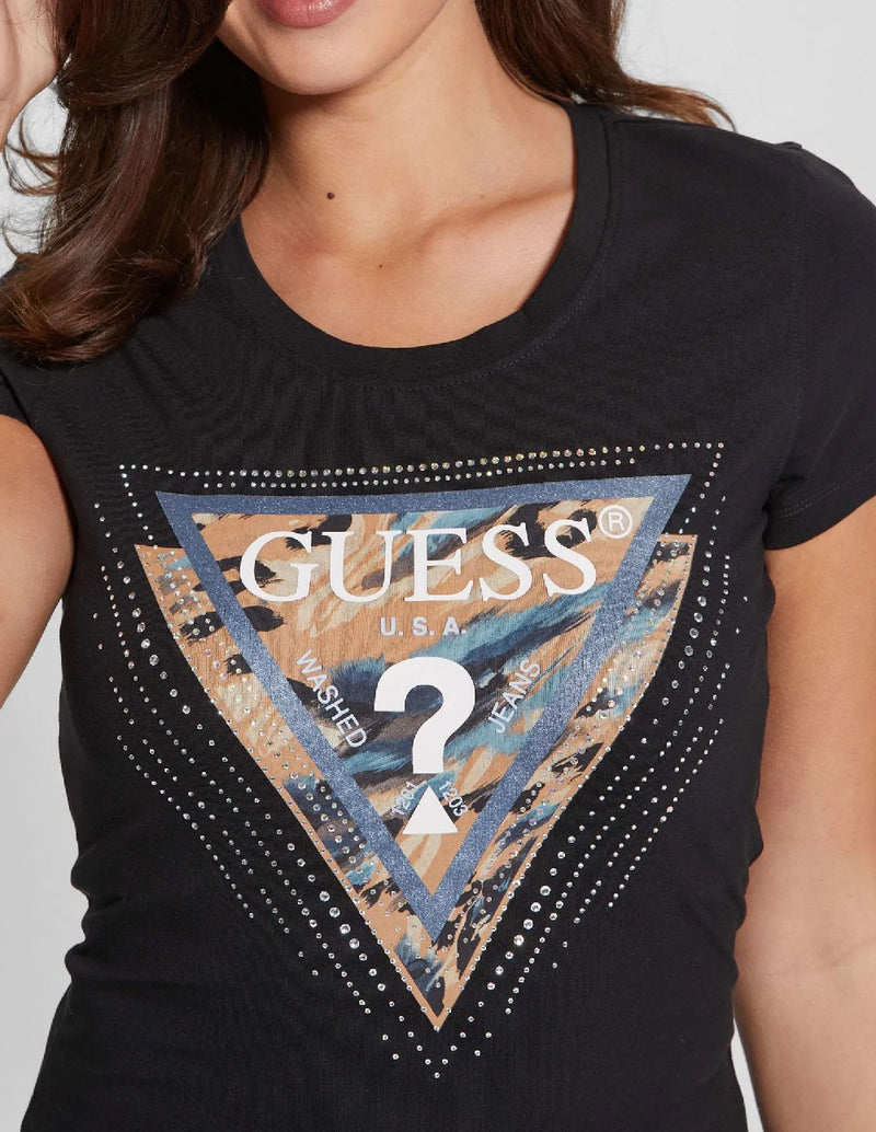 Camiseta GUESS Eco Leo Negra Mujer