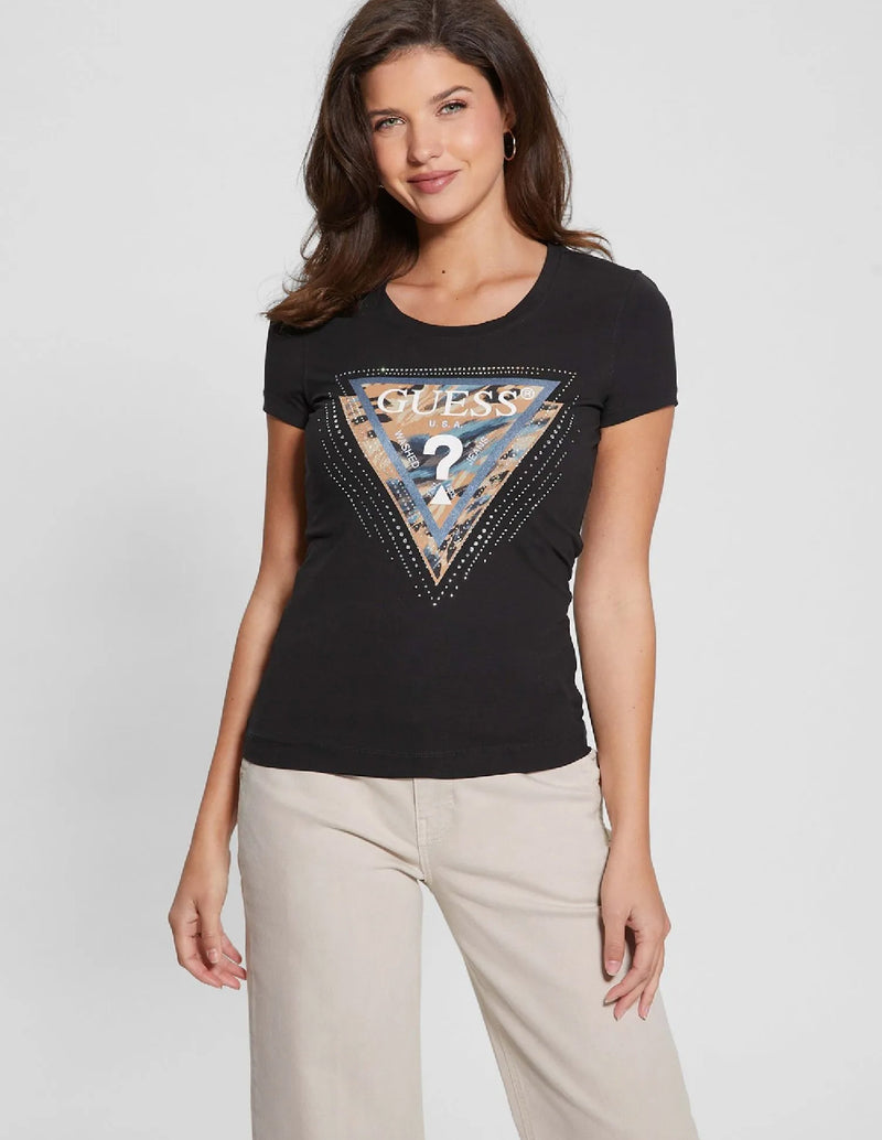 Camiseta GUESS Eco Leo Negra Mujer