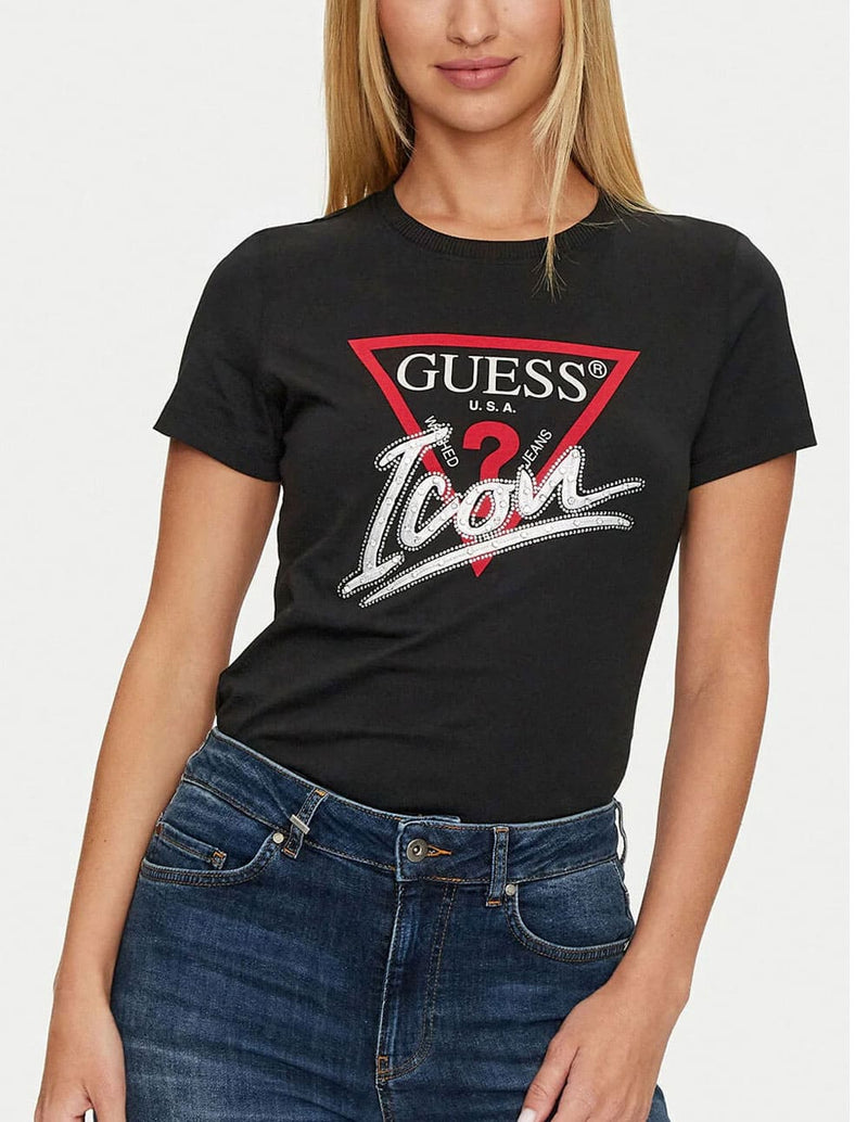 Camiseta GUESS Icon Negra Mujer