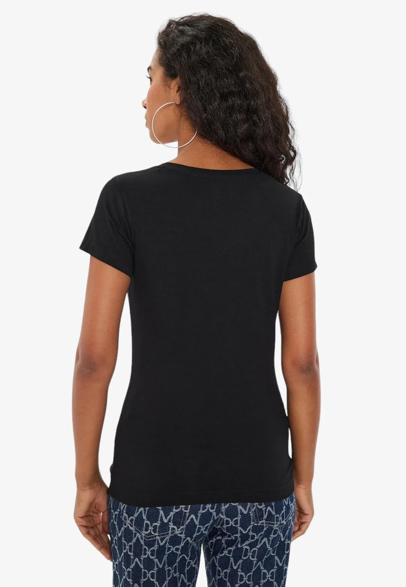 Camiseta GUESS con Logo Negra Mujer