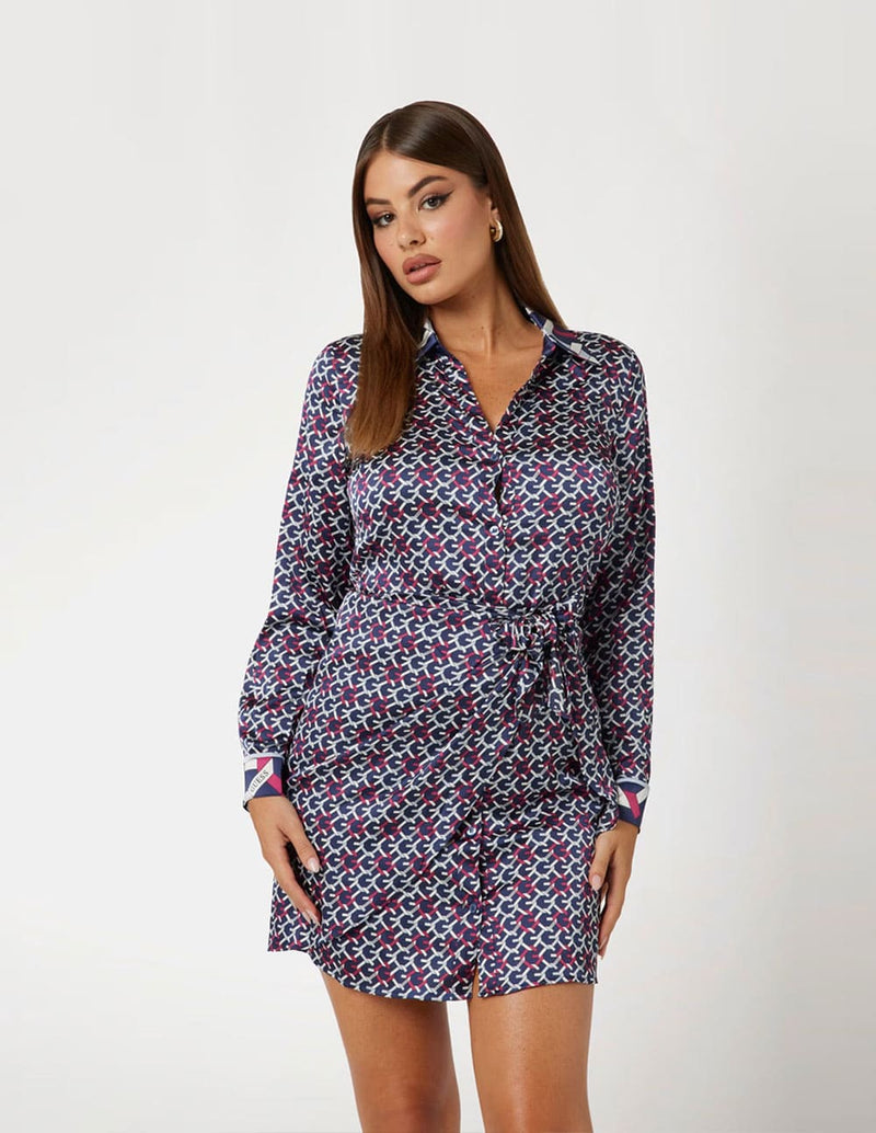 Vestido GUESS con Logo Estampado Azul Mujer