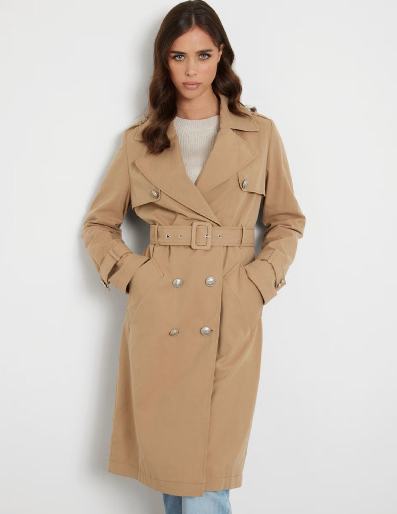 Gabardina GUESS Clásica Beige Mujer