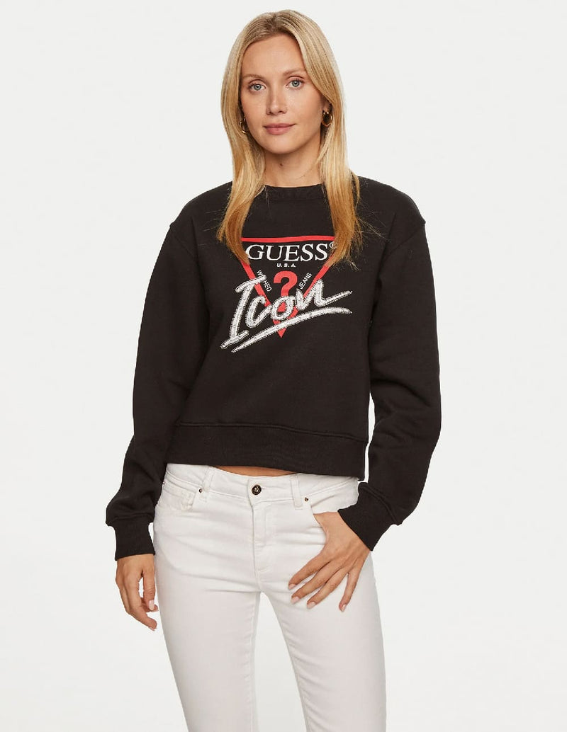 Sudadera GUESS con Logo Negra Mujer