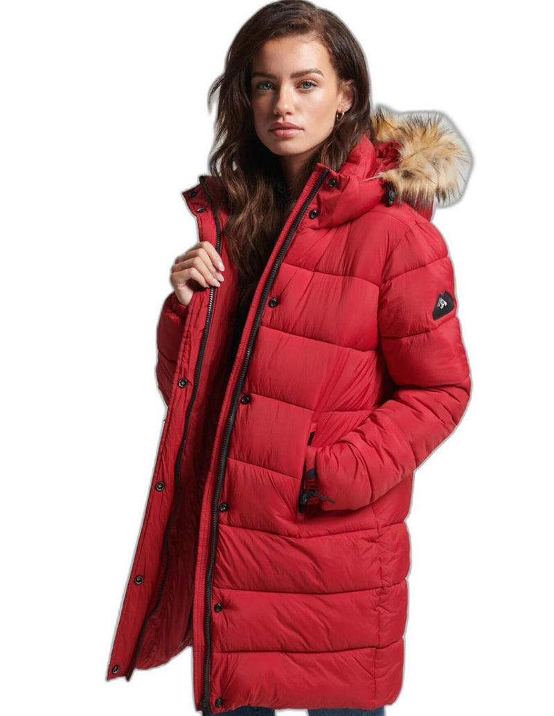 Parka Superdry con Capucha Roja Mujer