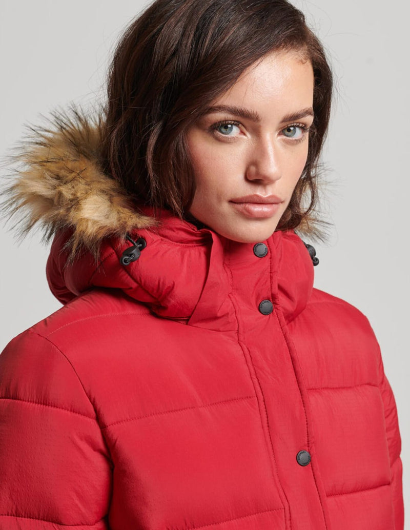 Parka Superdry con Capucha Roja Mujer