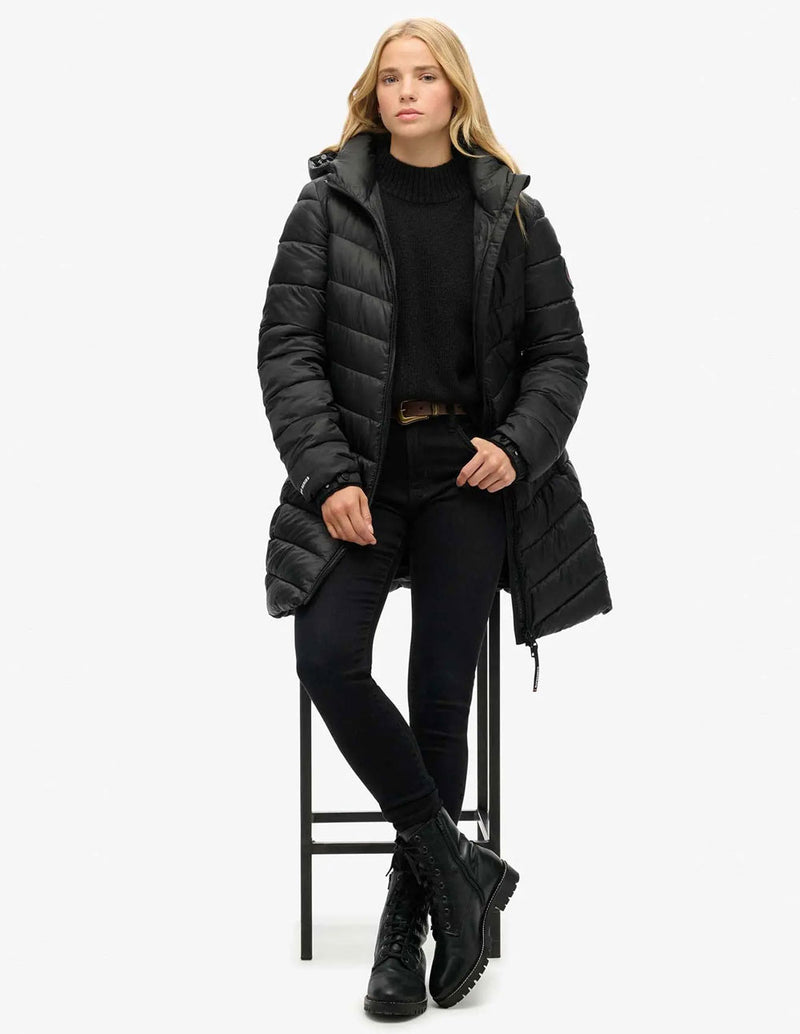 Parka Superdry con Capucha Fuji Mid Negra Mujer